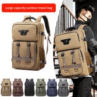 Men's multi-functional canvas breathable and wear-resistant travel backpack