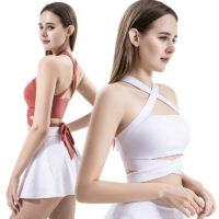 Fashion Wrap Chest Fitness Sports Vest Women's Cross Back Sweat Absorbing Pad