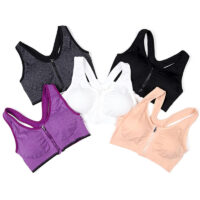 Zipper Push Up Women Sports Brassiere, Padded Wirefree Shockproof Breathable